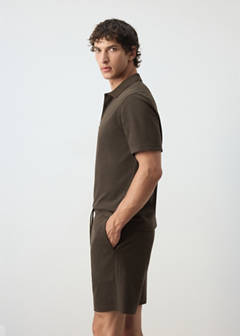 Textured cotton blend polo — Brown 5