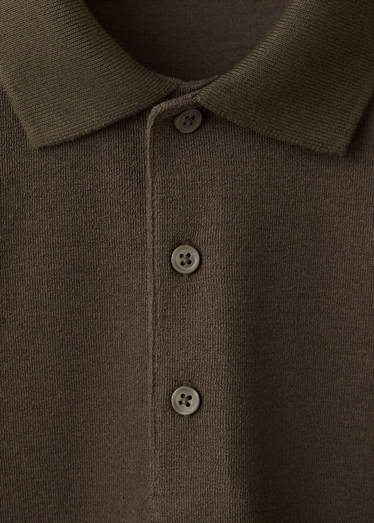 Textured cotton blend polo — Brown