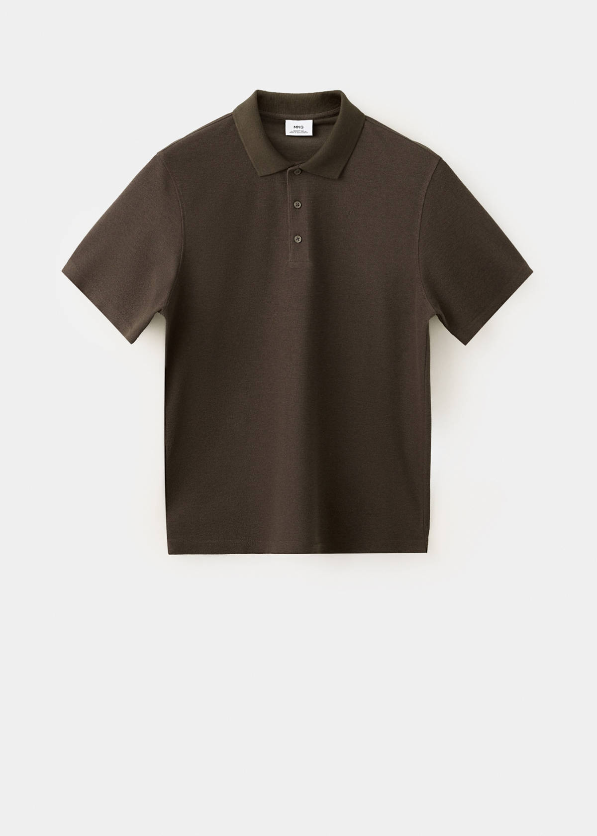 Textured cotton blend polo — Brown