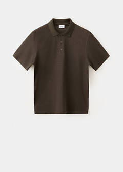 Textured cotton blend polo — Brown 7
