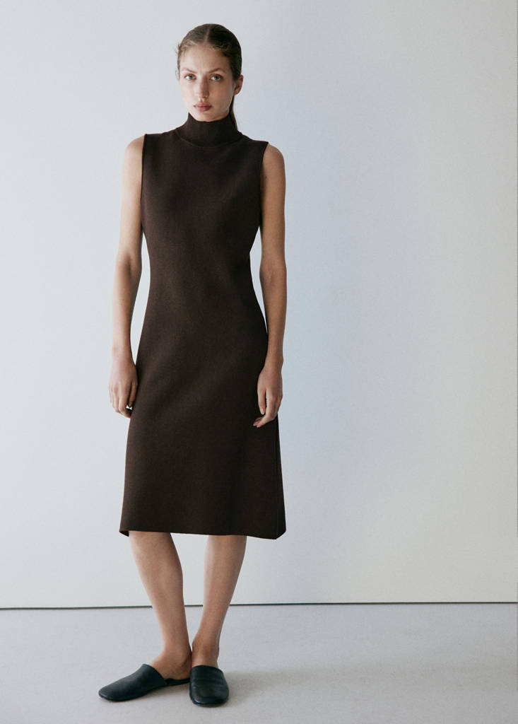 Milano knit midi dress — Chocolate