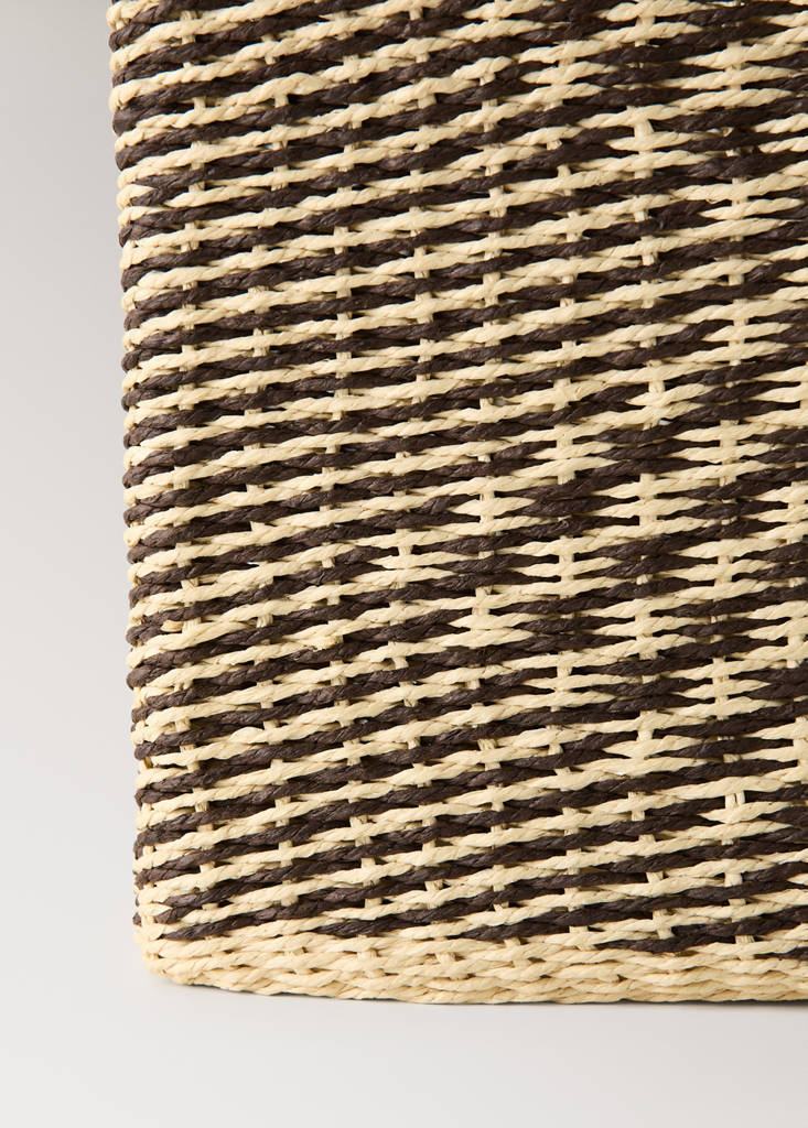 Rectangular embroidered detail basket — Chocolate
