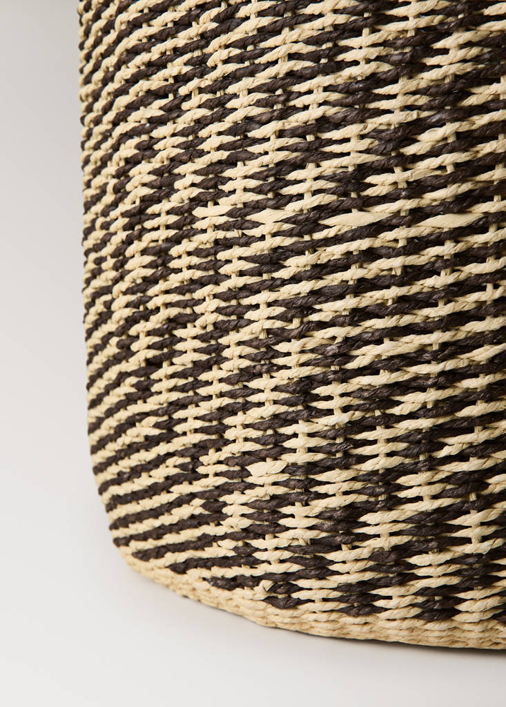 Large basket with embroidered detail — Chocolate