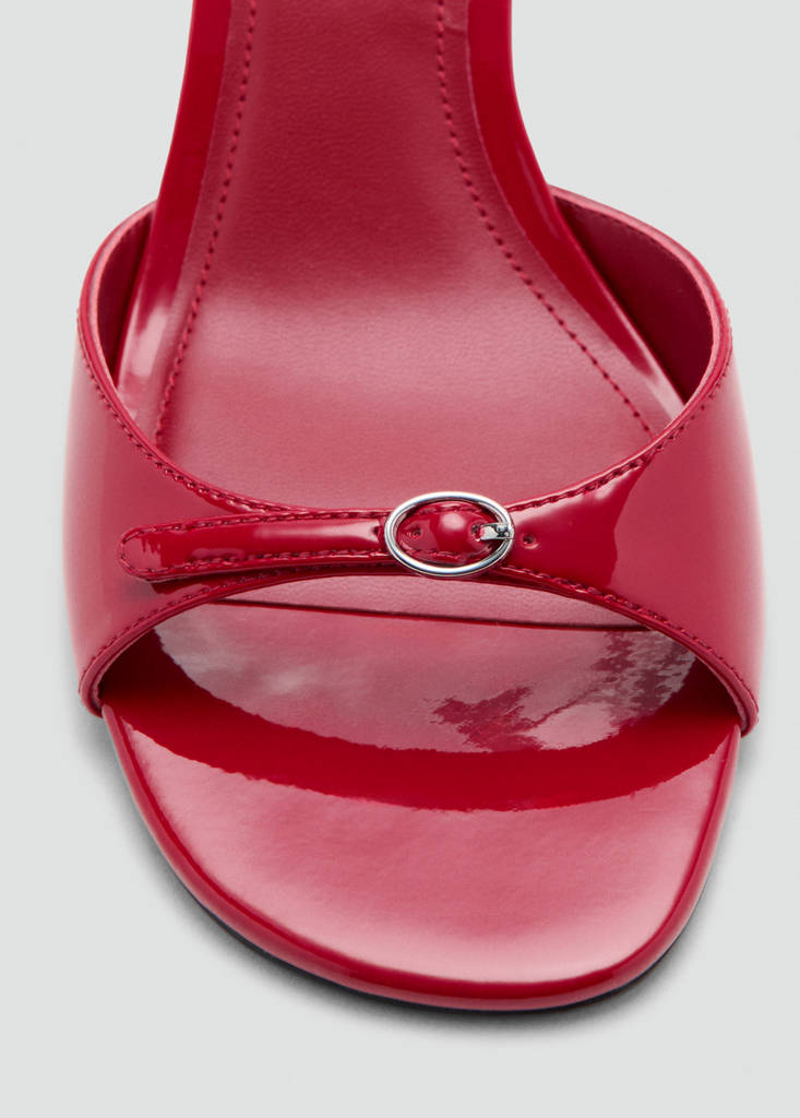 Kitten heel checkered sandals — Red