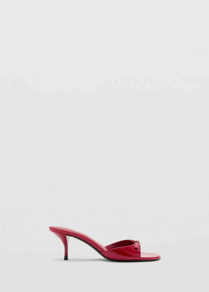 Kitten heel checkered sandals — Red