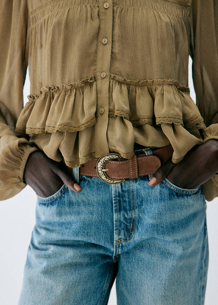 Suede effect belt — Brown