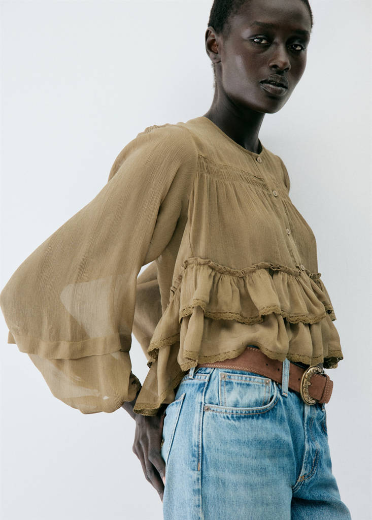 Suede effect belt — Brown