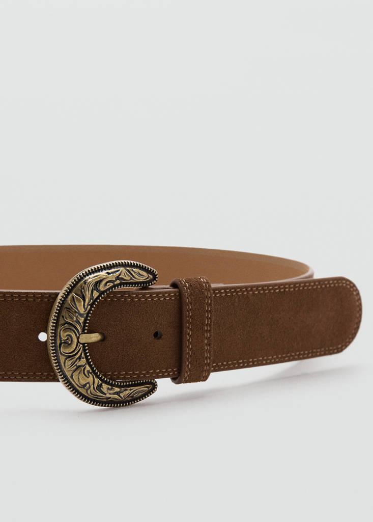 Suede effect belt — Brown