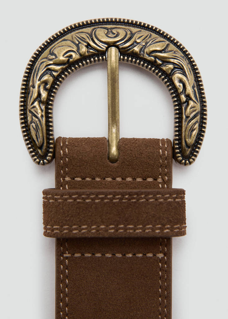 Suede effect belt — Brown