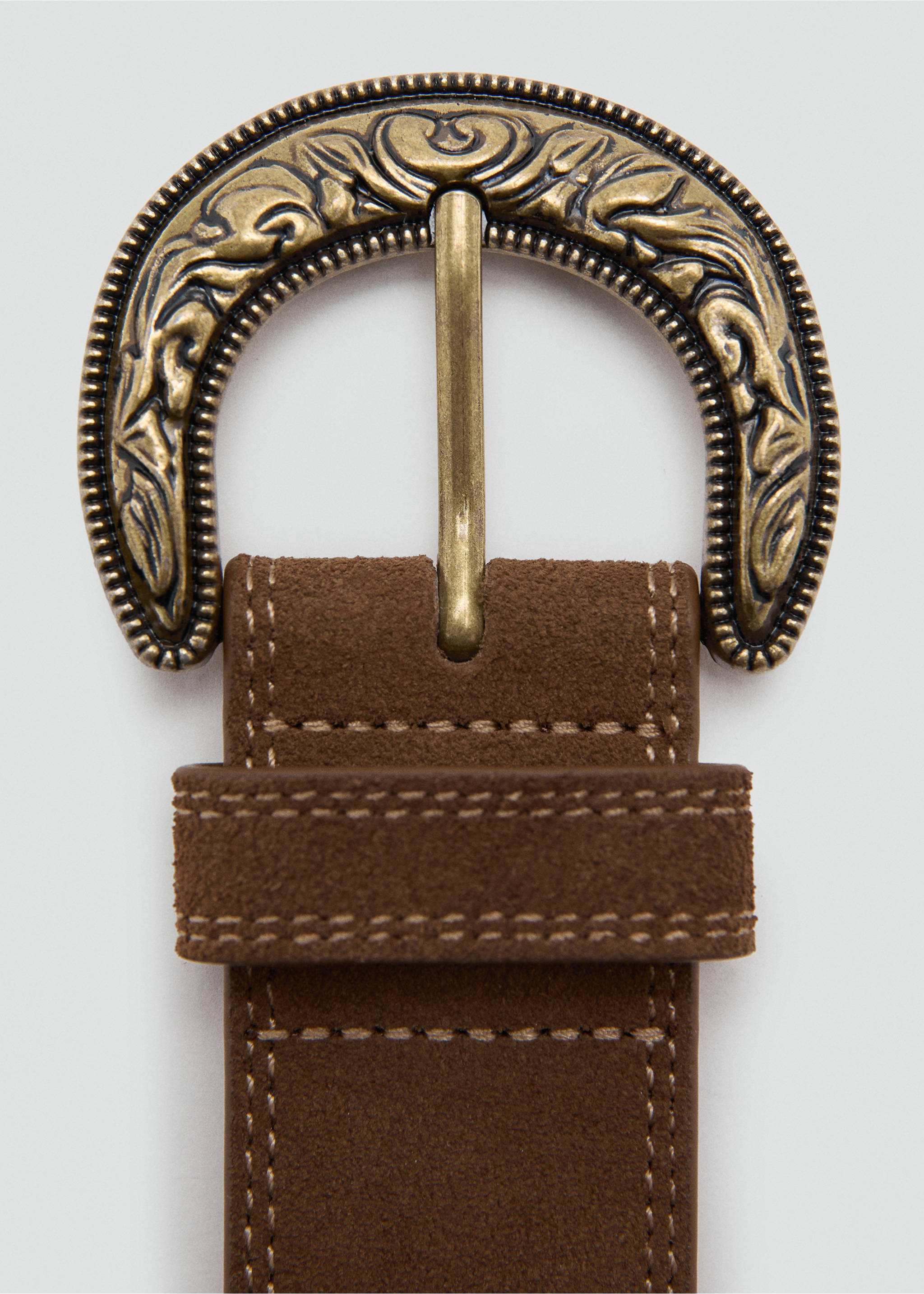 Suede effect belt - Details of the article 1, Brown. Ref: 37042907-00.