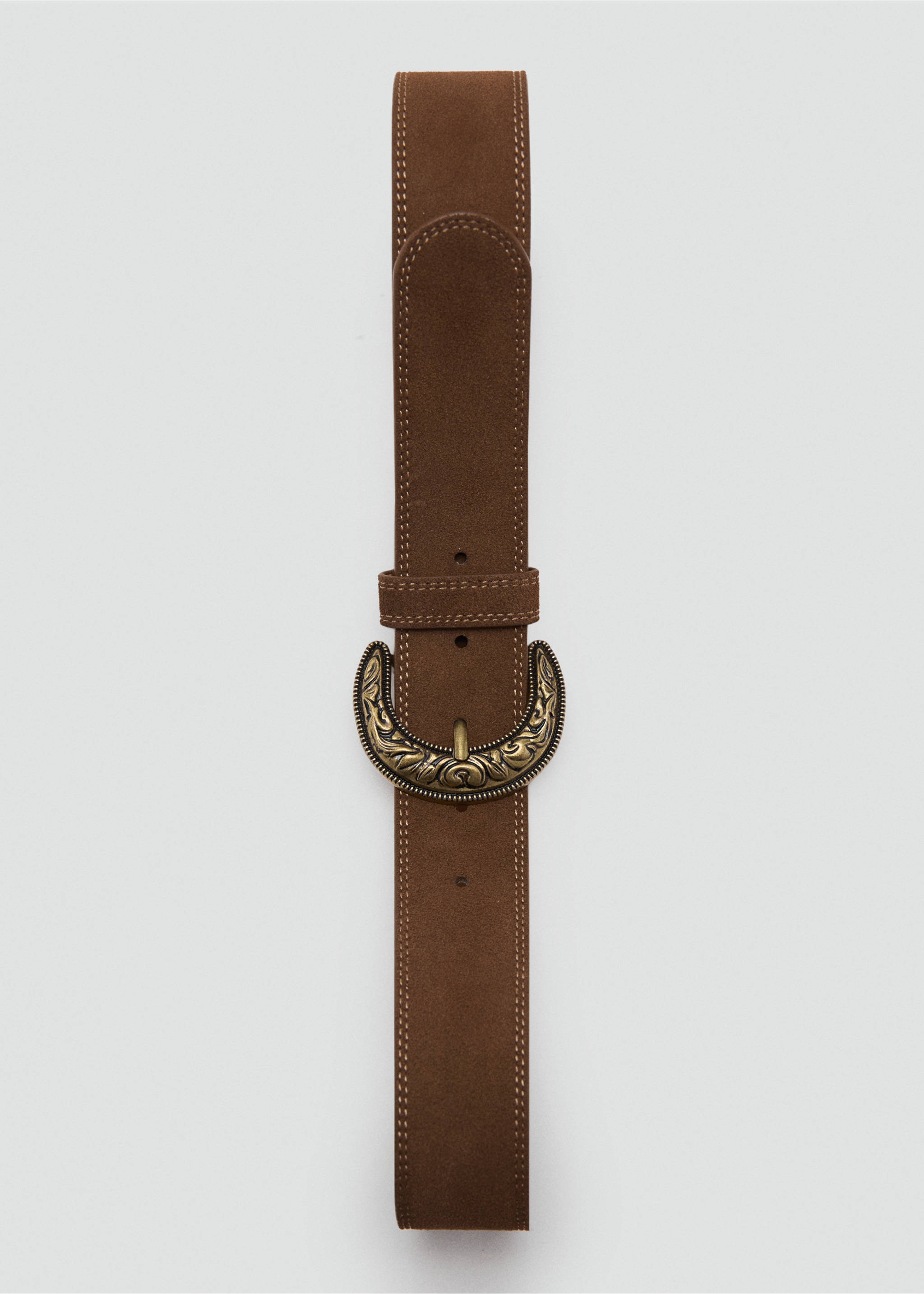 Suede effect belt - Details of the article 2, Brown. Ref: 37042907-00.