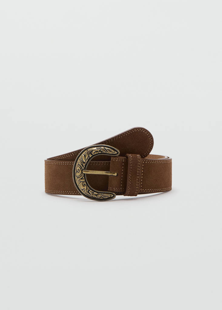 Suede effect belt — Brown