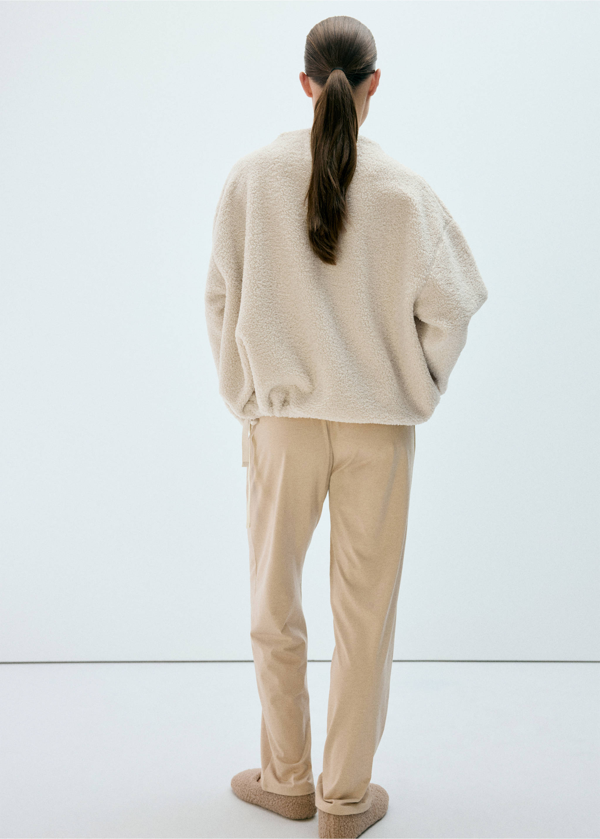 Adjustable low shearling jumper - Reverse of the article, Beige. Ref: 37042914-00.