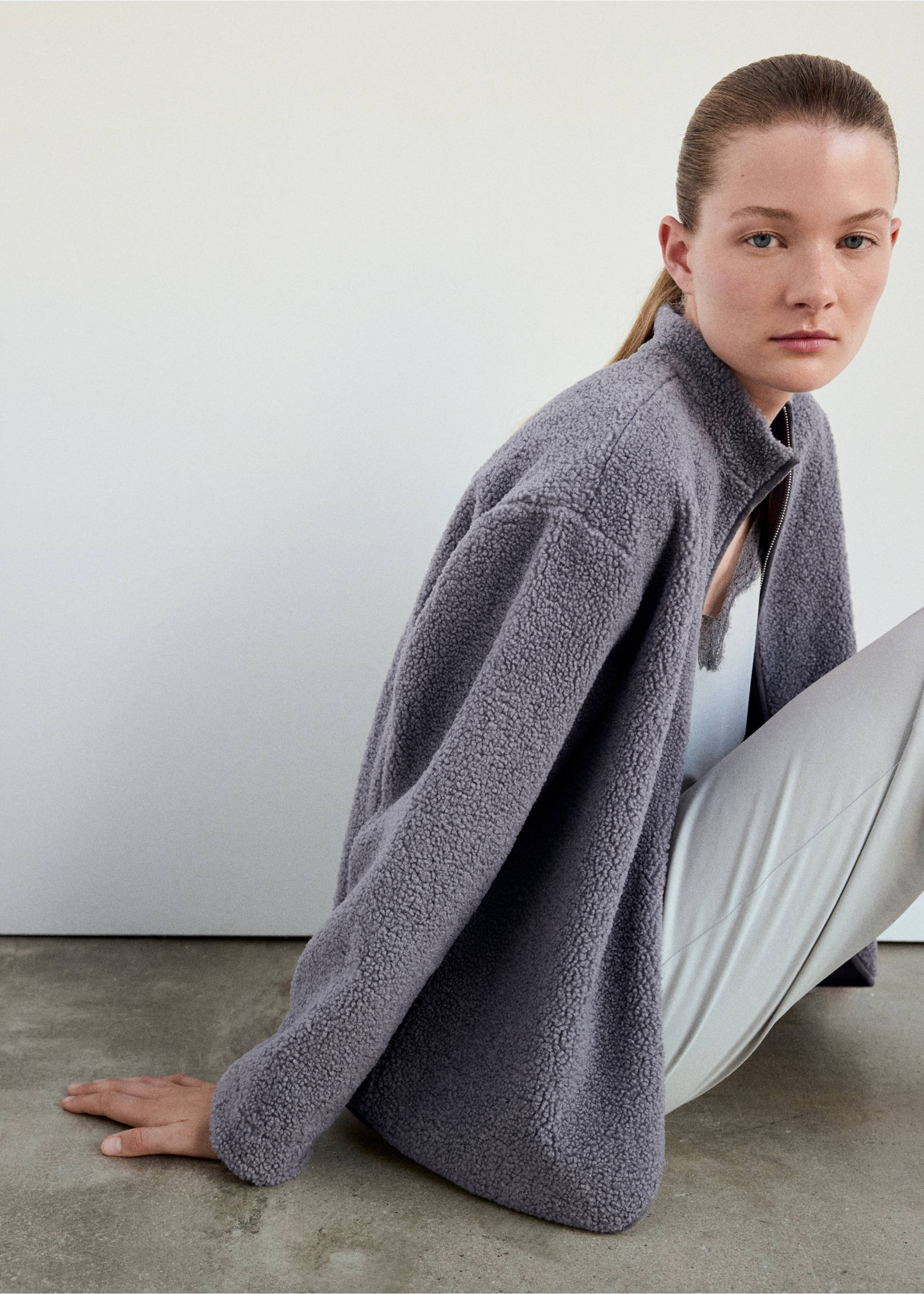 Sherpa zip jacket - Details of the article 2, Blue. Ref: 37042915-00.