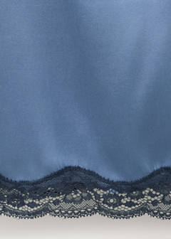 Silk nightdress with lace in contrasting colour — Blue 8