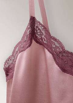 Silk nightdress with lace in contrasting colour — Pastel Pink 8