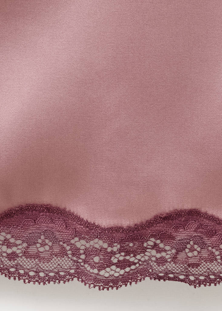 Silk nightdress with lace in contrasting colour — Pastel Pink