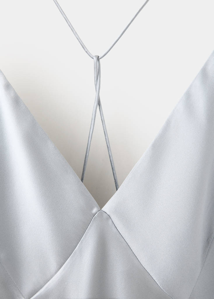 Silk strapless nightgown — Silver