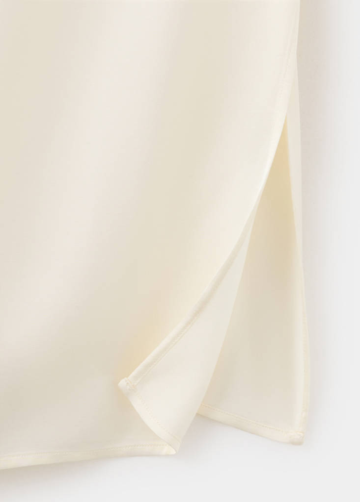 Satin viscose nightdress with contrast piping — Ivory White