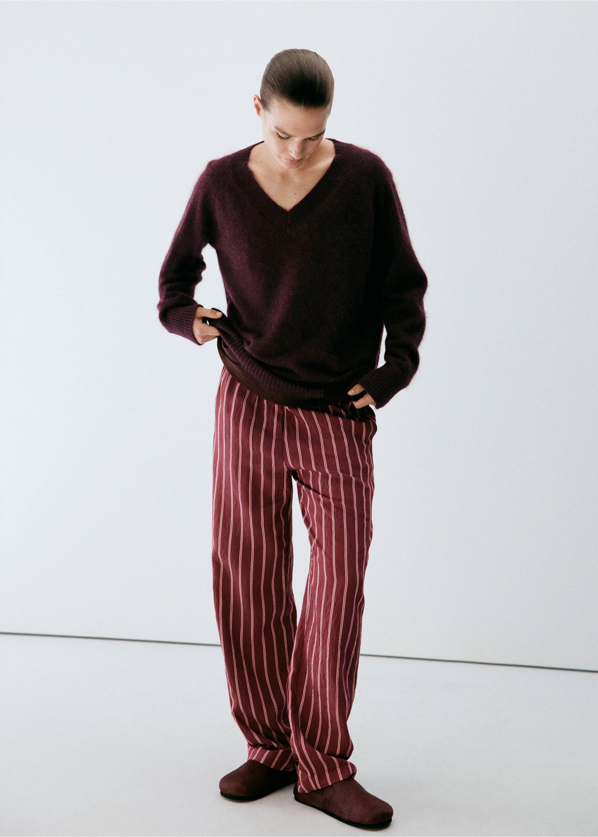 100% cashmere pajama jersey - General plane, Burgundy. Ref: 37042921-00.