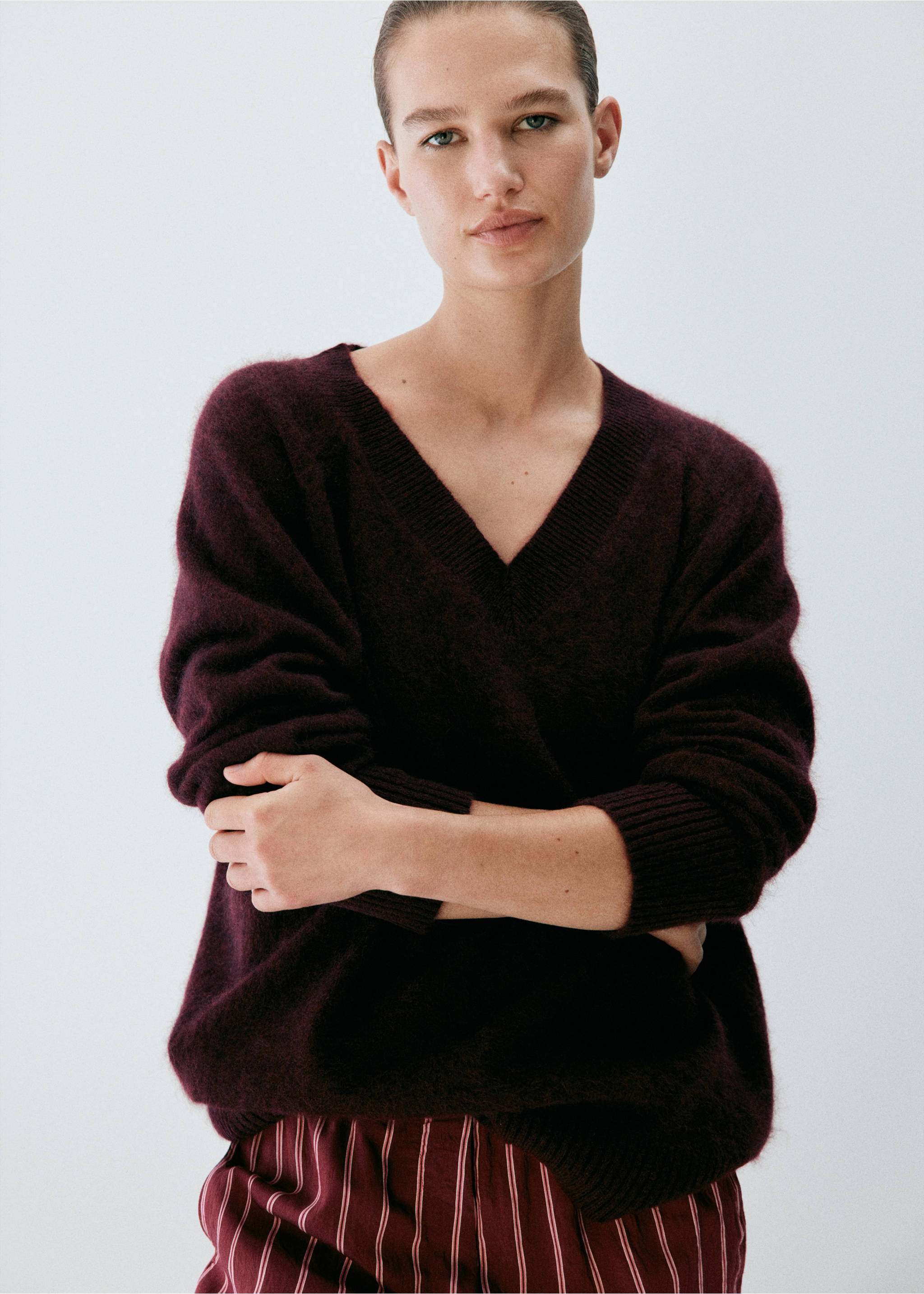 100% cashmere pajama jersey - Medium plane, Burgundy. Ref: 37042921-00.
