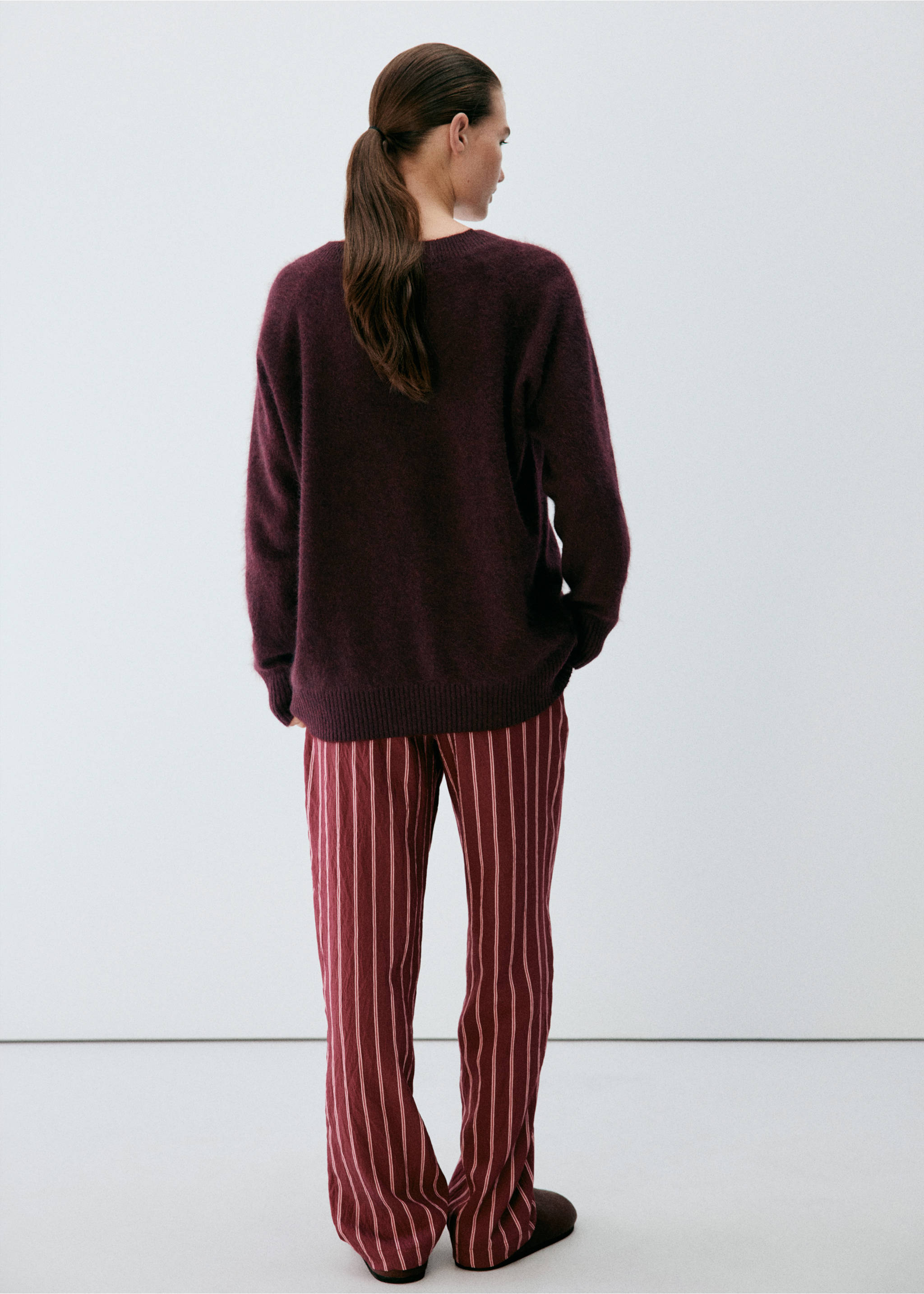 100% cashmere pajama jersey - Reverse of the article, Burgundy. Ref: 37042921-00.