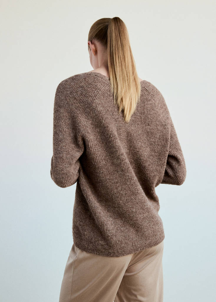 Oversized V-neck sweater — Medium Brown