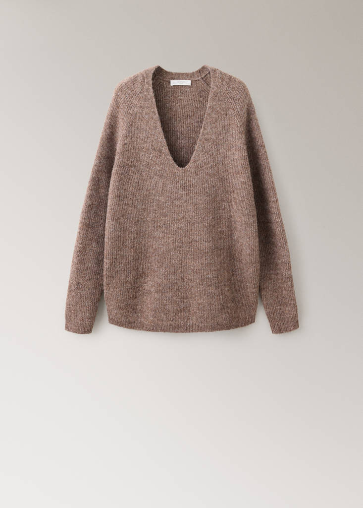 Oversized V-neck sweater — Medium Brown