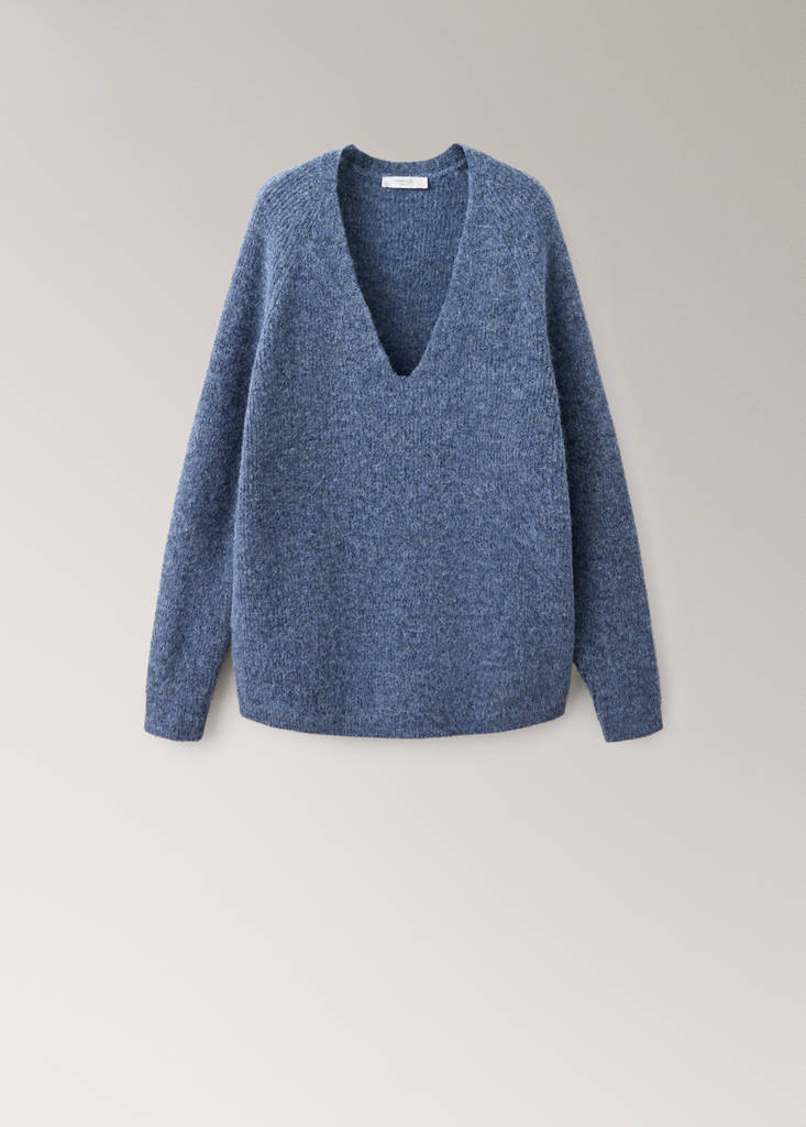 Oversized V-neck sweater — Blue