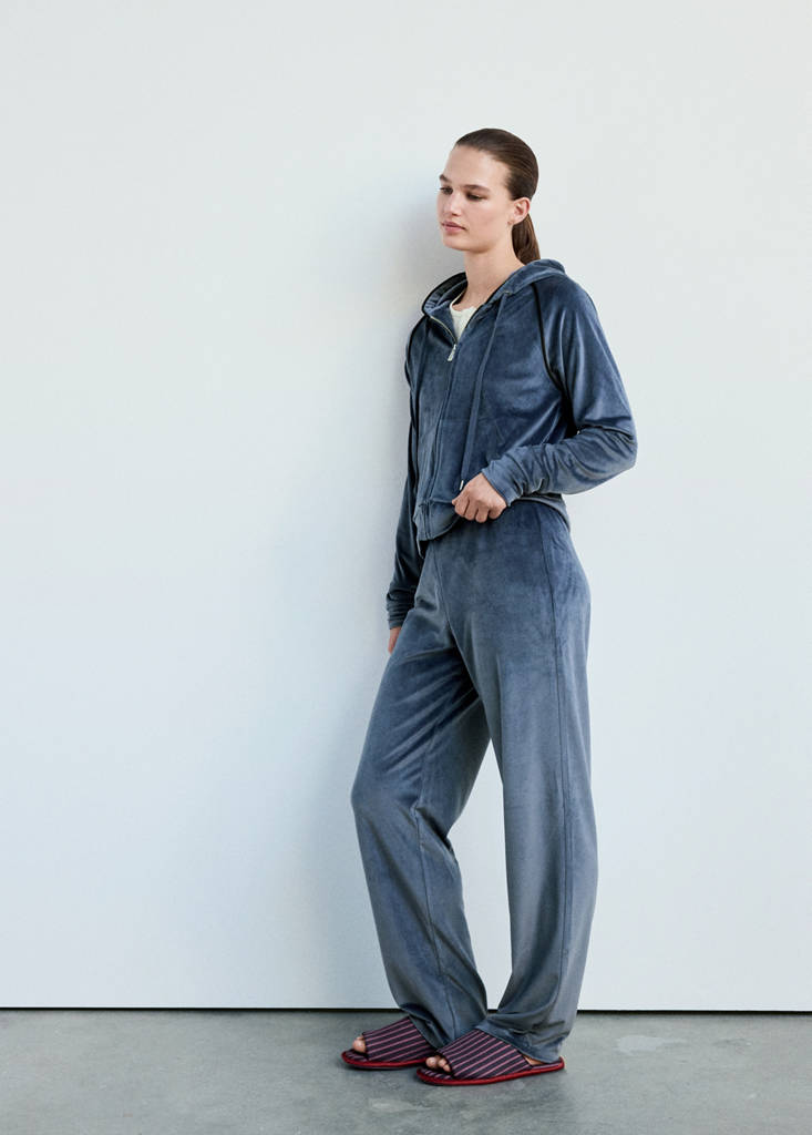 Velour sweatshirt with soft touch — Navy