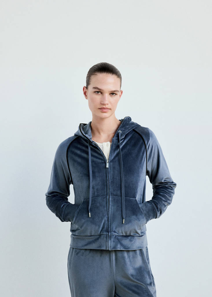 Velour sweatshirt with soft touch — Navy