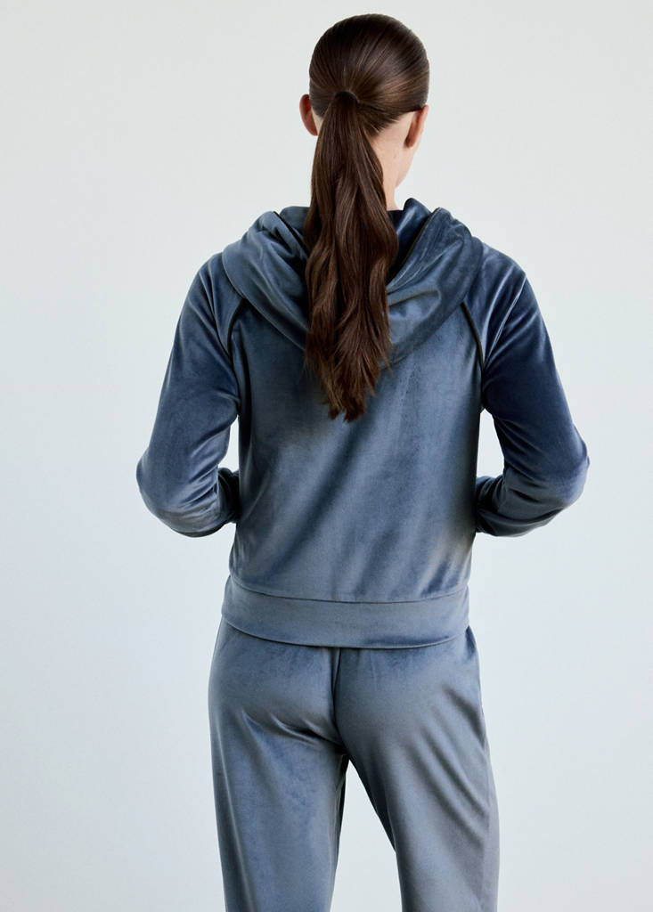 Velour sweatshirt with soft touch — Navy