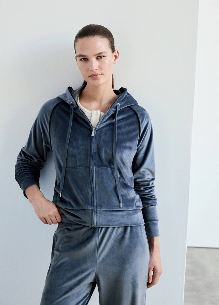 Velour sweatshirt with soft touch — Navy