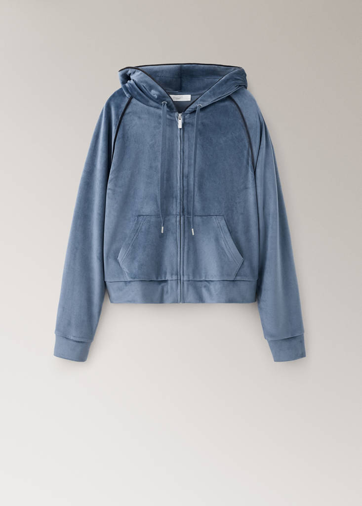 Velour sweatshirt with soft touch — Navy