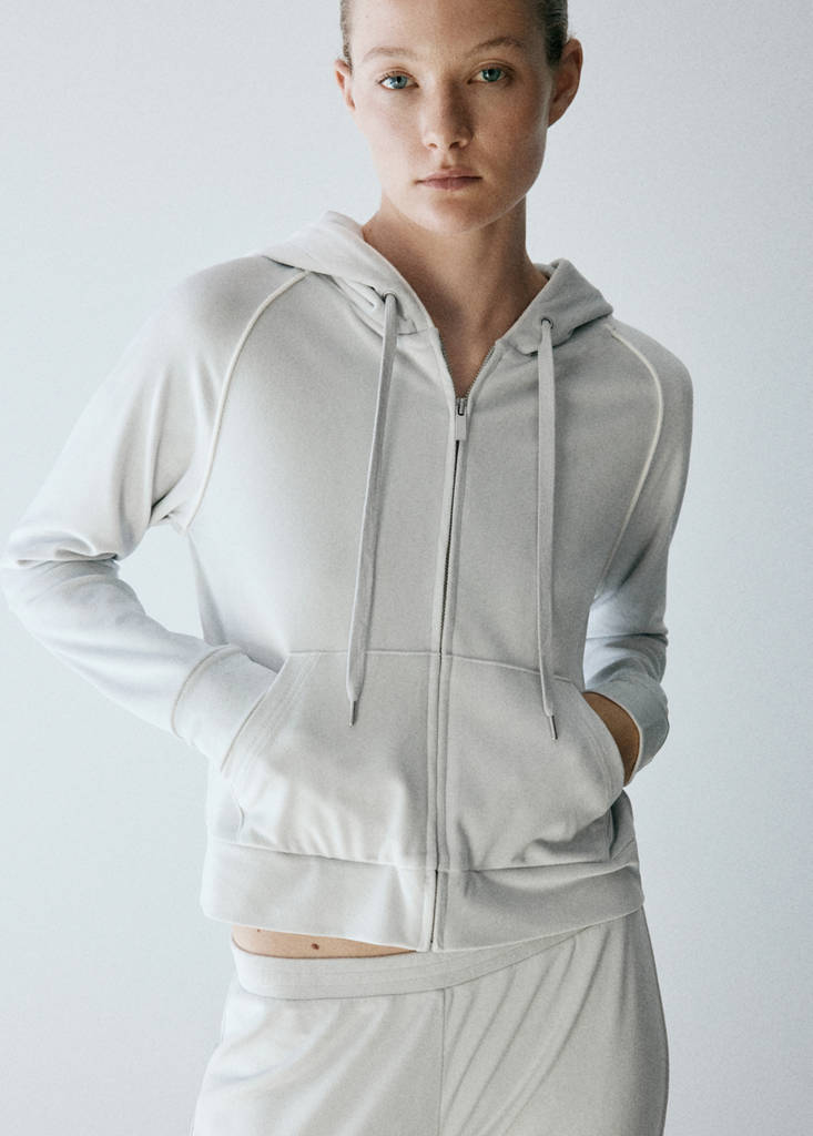 Velour sweatshirt with soft touch — Grey
