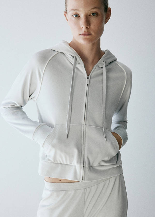 Velour sweatshirt with soft touch — Grey