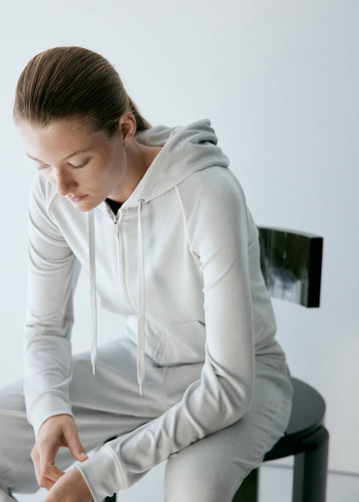 Velour sweatshirt with soft touch — Grey