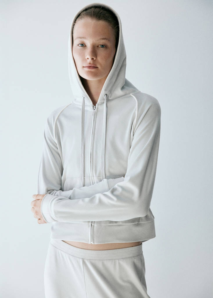 Velour sweatshirt with soft touch — Grey