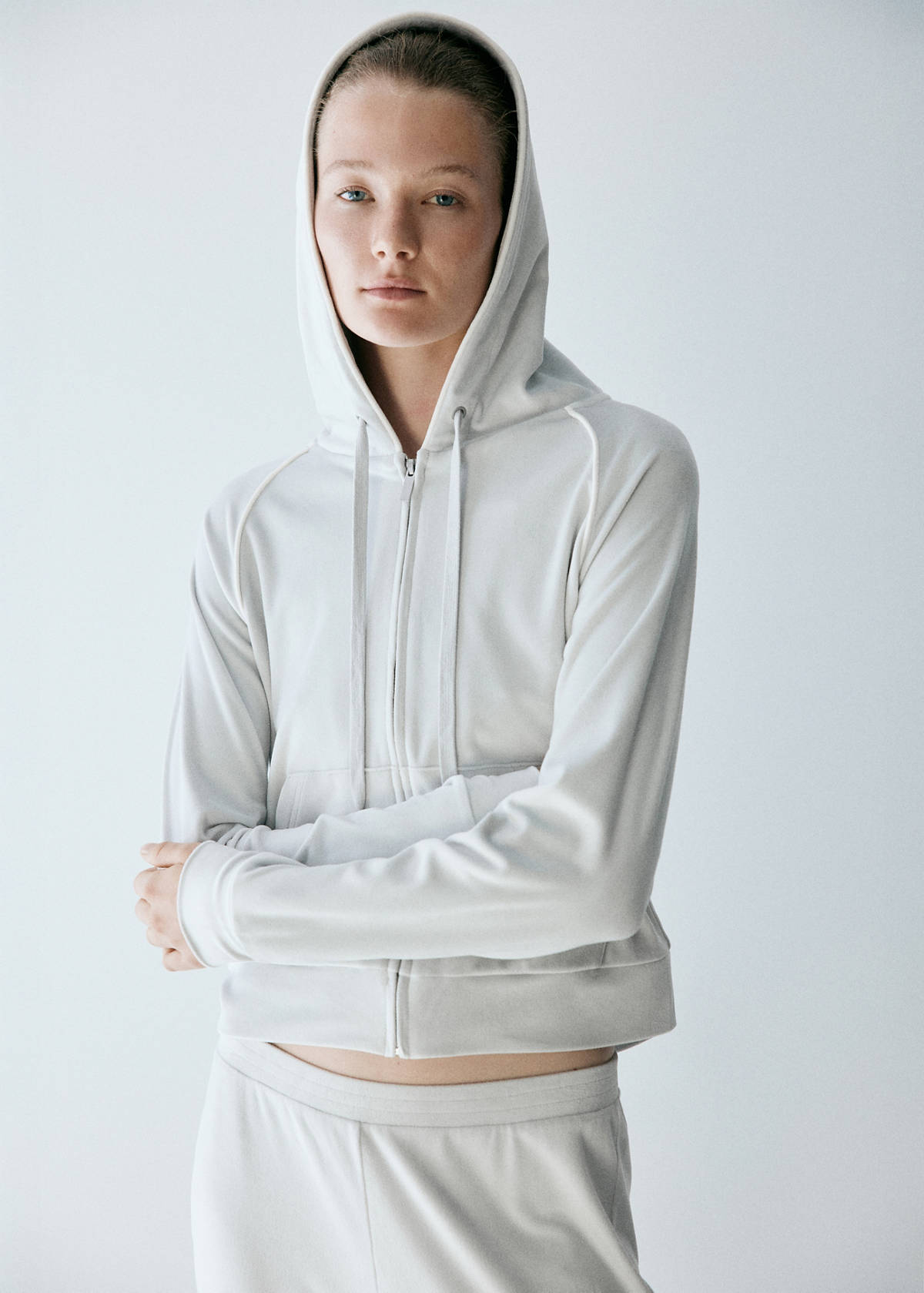 Velour sweatshirt with soft touch — Grey