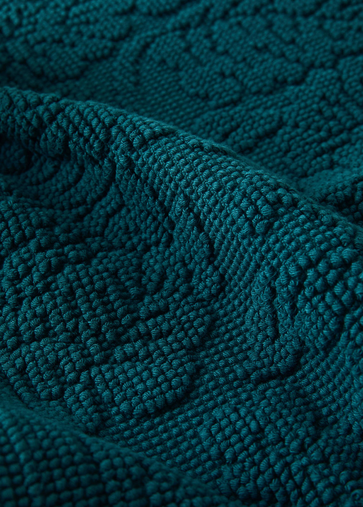 Cotton jacquard bath rug — Petrol Blue