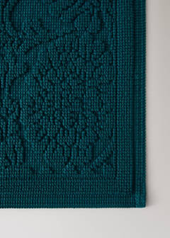 Cotton jacquard bath rug — Petrol Blue 3