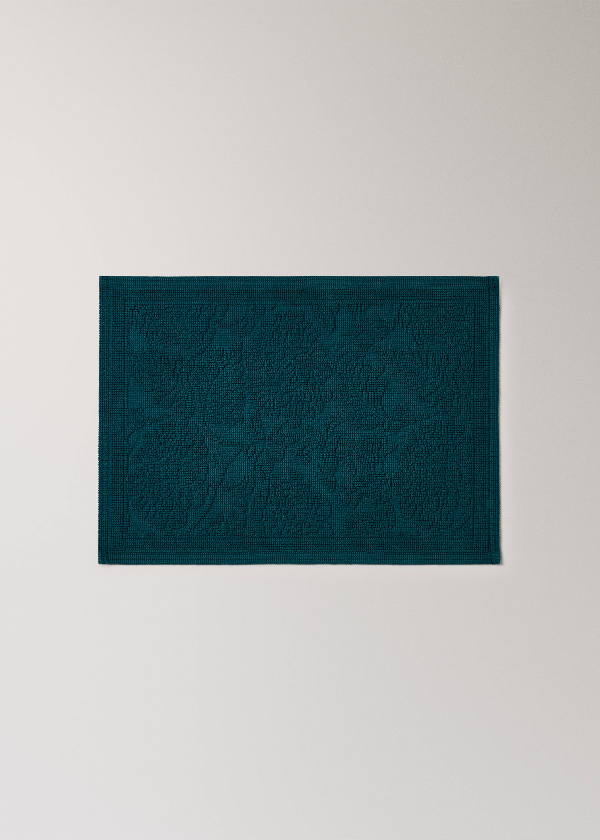 Badrumsmatta i bomullsjacquard - Artikel utan modell, Oljeblå. Ref: 37042926-00.