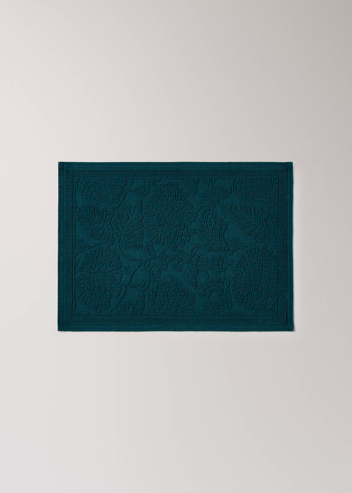 Cotton jacquard bath rug — Petrol Blue