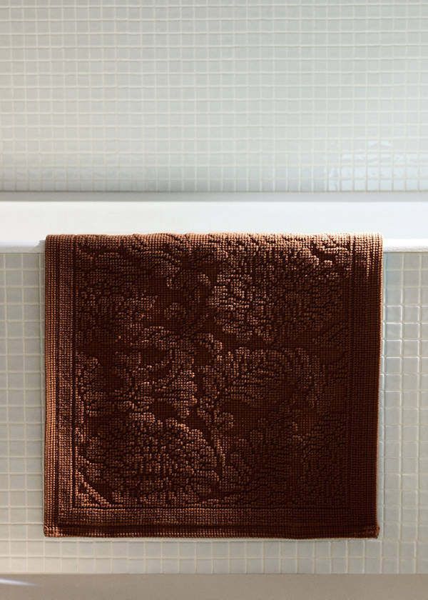 Cotton jacquard bath rug — Russet
