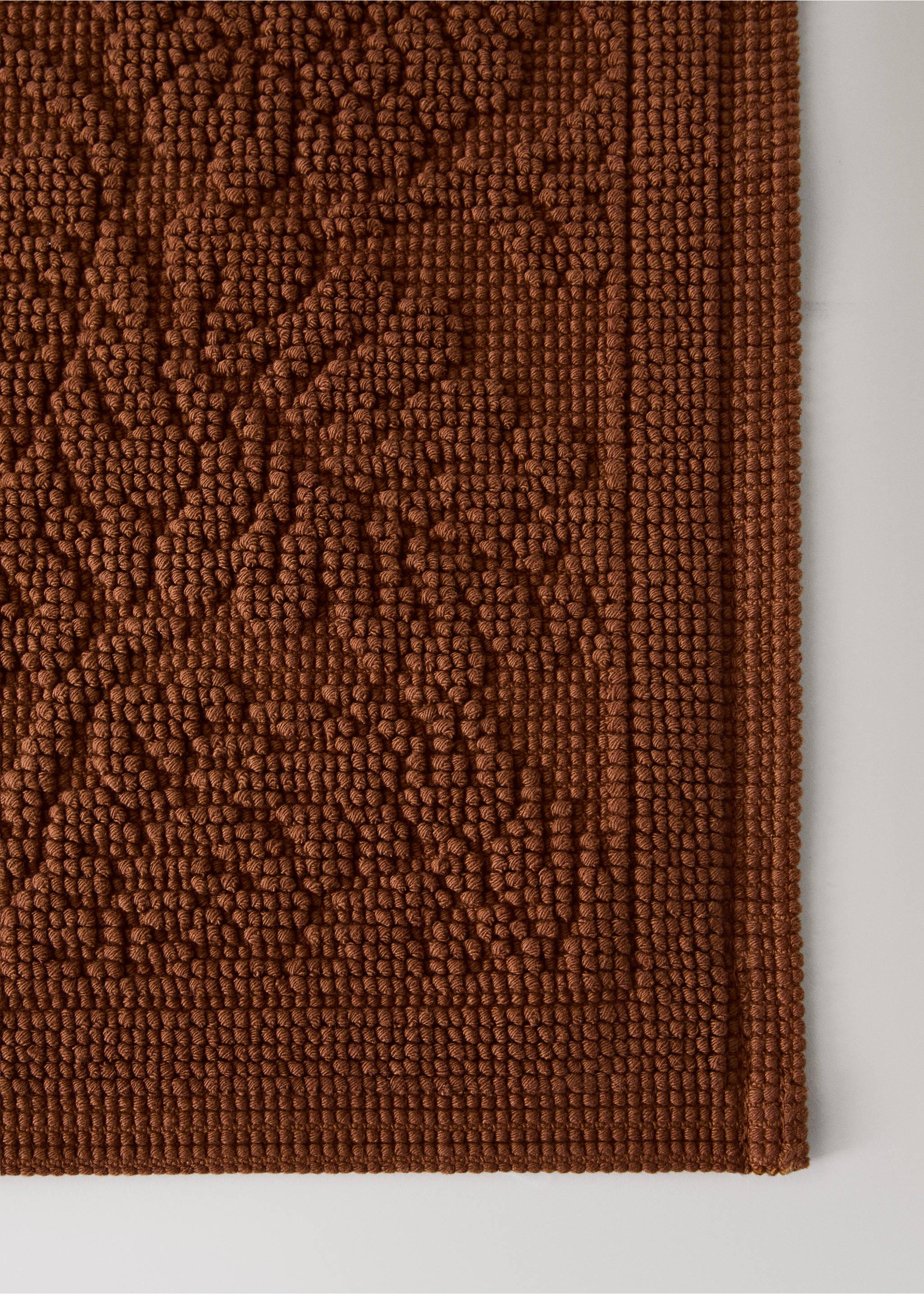 Cotton jacquard bath rug - Details of the article 2, Russet. Ref: 37042926-00.