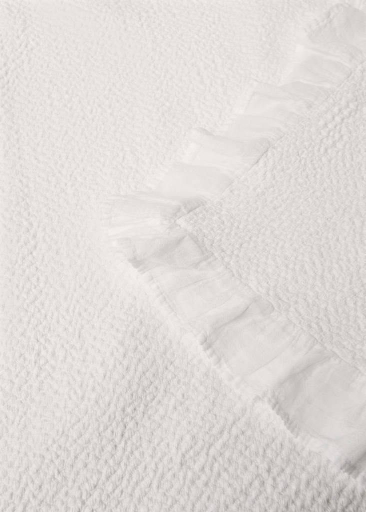 Tagesdecke aus Baumwolle mit Rüschen für 90/105 cm Bett — Ecru