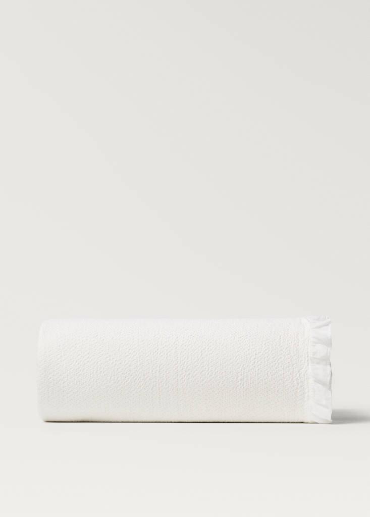 Tagesdecke aus Baumwolle mit Rüschen für 90/105 cm Bett — Ecru