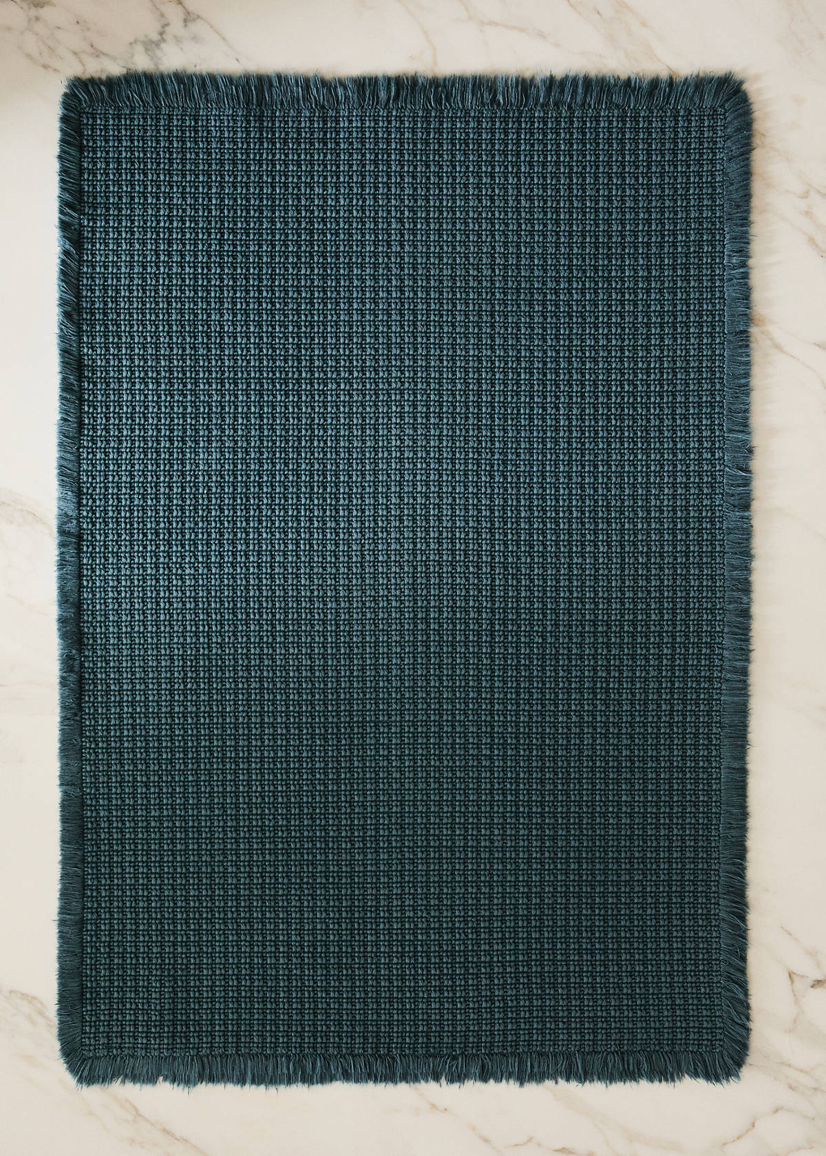 Cotton waffle bath rug — Petrol Blue