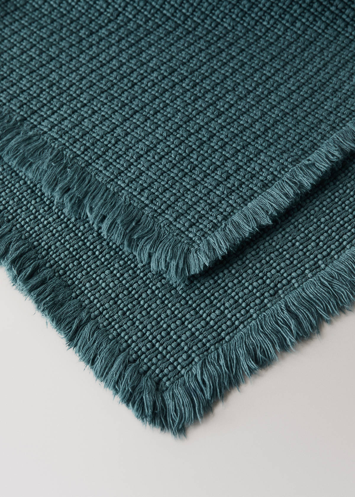 Cotton waffle bath rug — Petrol Blue