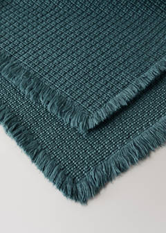 Cotton waffle bath rug — Petrol Blue 3